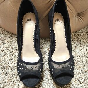 Madison Embellished Black Stilettos NWOB